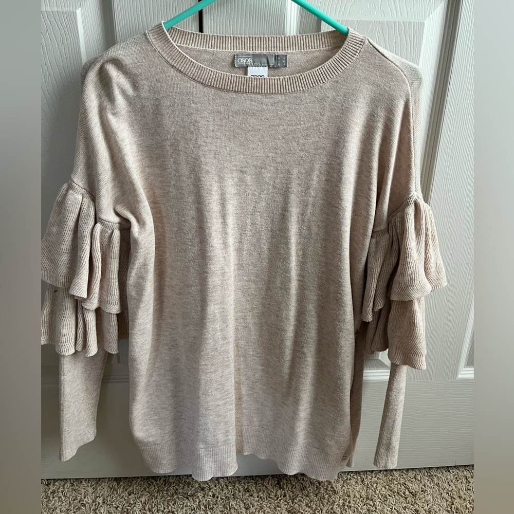 ASOS Maternity Cream Ruffle Sleeve Sweater